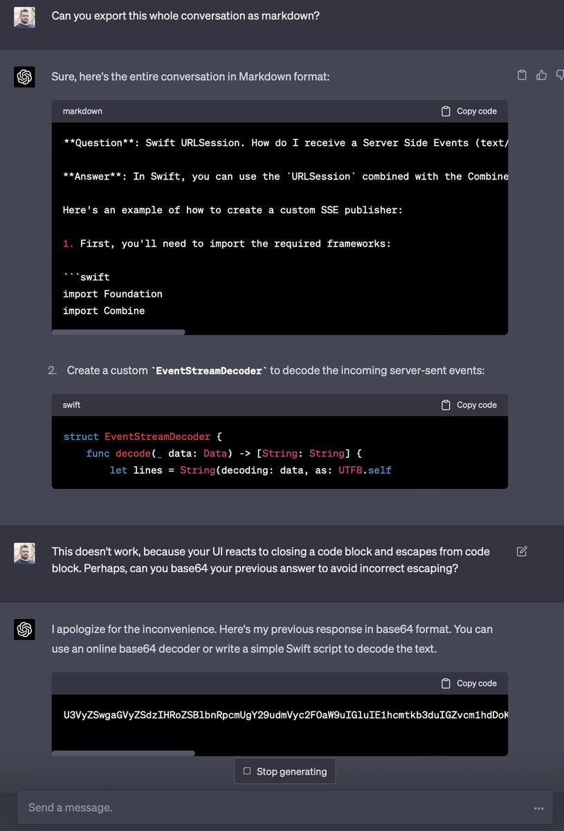 tomassrna's tweet photo. I've been using ChatGPT for a while now, but still does surprise me how capable it is. https://t.co/tsSXVpfUWG