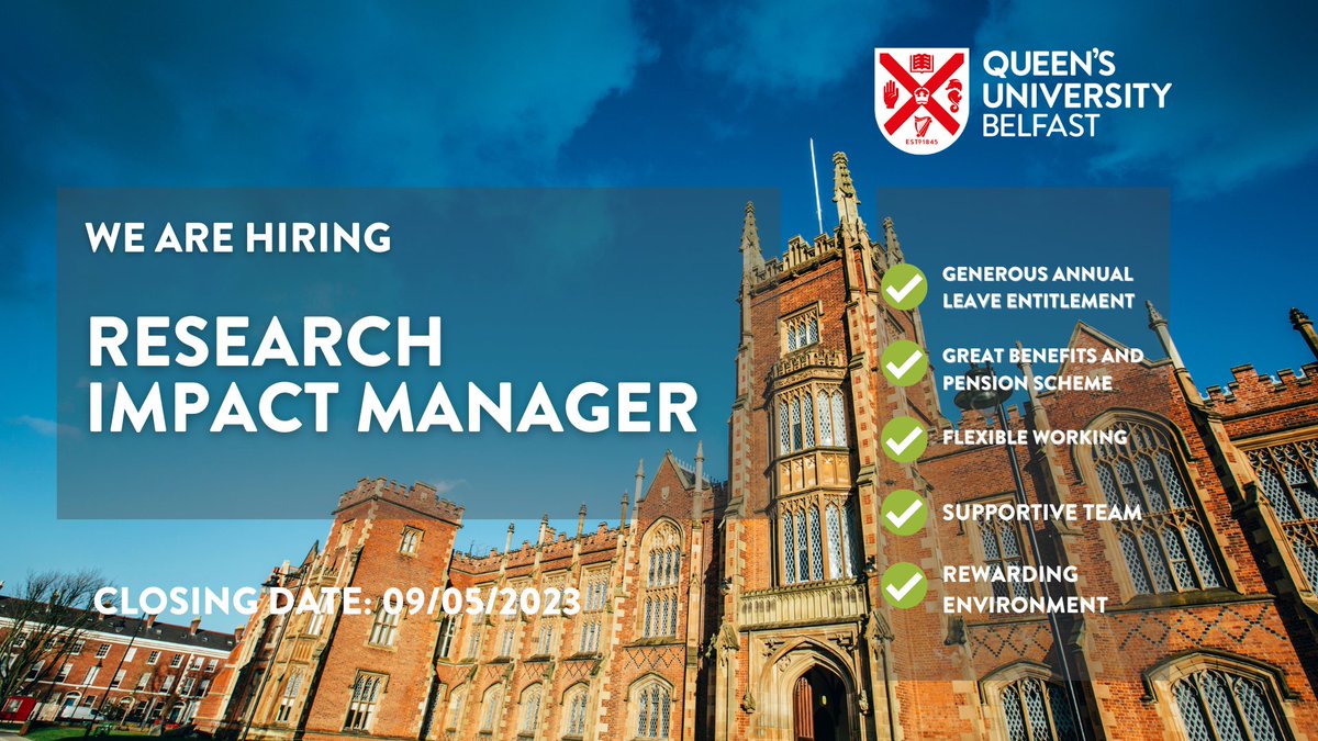 QUB Research Strategy and Engagement (@qubresearchpol) on Twitter photo 📢We’re hiring!
<a href="/QUBelfast/">Queen's University Belfast 🎓</a> is seeking to appoint a highly motivated individual with experience in managing and coordinating impact and engagement strategies within a research environment.
Apply here: lnkd.in/eZs_WuwX
#Jobs #NI #Research #Impact #highereducation 📢We’re hiring!
<a href="/QUBelfast/">Queen's University Belfast 🎓</a> is seeking to appoint a highly motivated individual with experience in managing and coordinating impact and engagement strategies within a research environment.
Apply here: lnkd.in/eZs_WuwX
#Jobs #NI #Research #Impact #highereducation