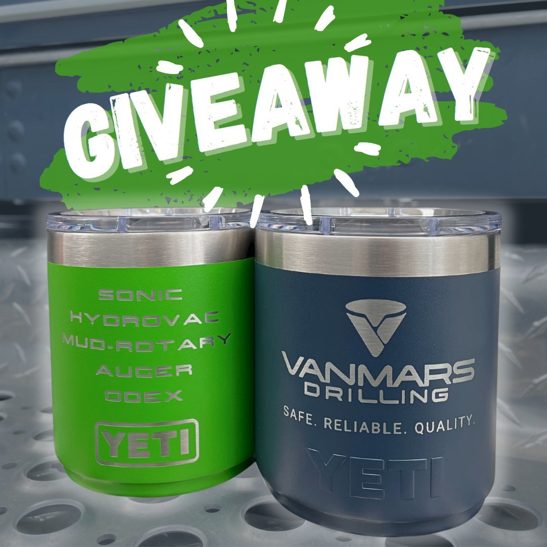 VanMarsDrilling's tweet photo. Are you looking to book a job in May?

Receive a free YETI Rambler Lowball mug upon completion of every #Sonic, #Auger, #MudRotary, #ODEX, or #Hydrovac job scheduled during May!

Request a quote at https://t.co/uO4eisjAX5!

#vanmarsdrilling #giveaway https://t.co/ouAPfWeqRV