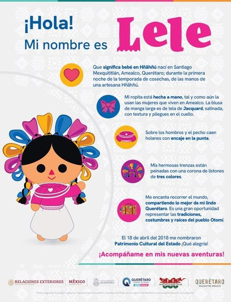 Conoce a Lele, la muñeca artesanal originaria de Amealco, Querétaro, que representa las tradiciones y raíces del pueblo Otomí. Su versión de 4 metros ha recorrido varias ciudades como Londres, Madrid y Shánghai, entre otras, ¡y muy pronto estará en Filadelfia! #LelePorElMundo