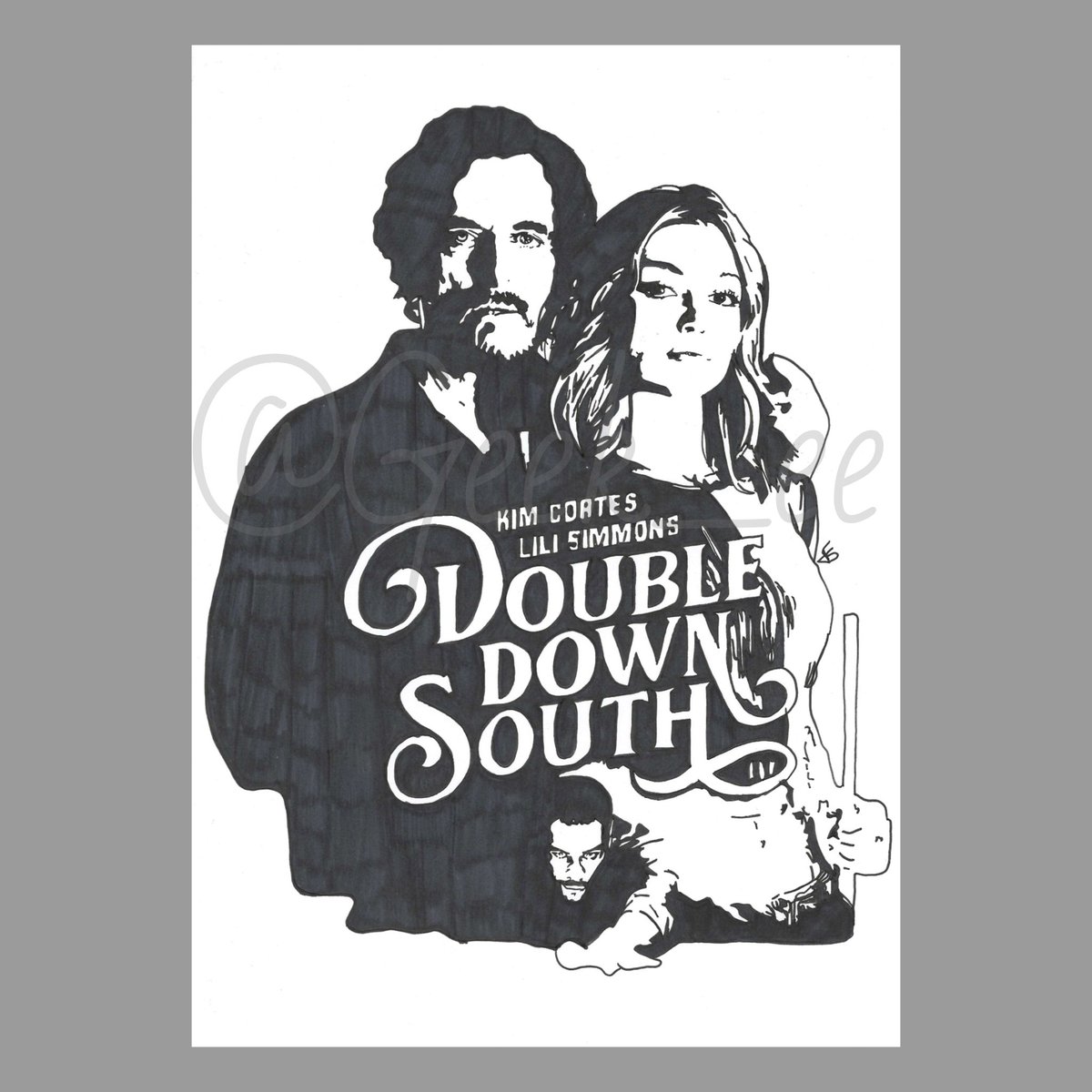 After watching the outstanding movie that is @doubledownsouth with #MovieClub last night I just had to do this quick drawing of the amazing @KimFCoates @_LiliSimmons @justinmcmanus21 ❤️🎱 I already can't wait to rewatch #DoubleDownSouth