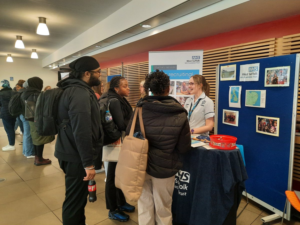 PharmacyWSFT's tweet photo. Recruiting the next generation of pharmacists at the UEA careers fair  @UEAPharmacy @WestSuffolkNHS https://t.co/U2209zeA8i
