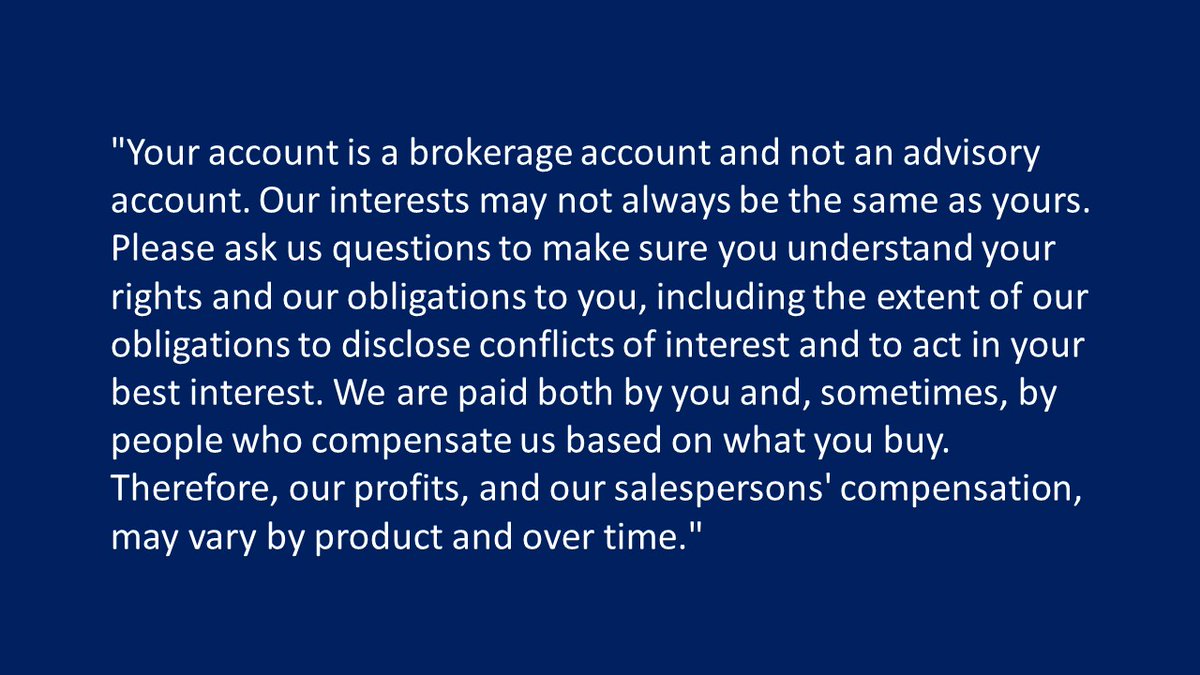 InvestSense's tweet photo. The SEC proposed the following disclosure during the FPA v. SEC case. SEC lost, disclosure proposal dropped. If SEC was sincere about #RegBI, about putting investors' best interests first and disclosing conflicts of interest, why not require this simple disclosure? https://t.co/8H9WibqJDE