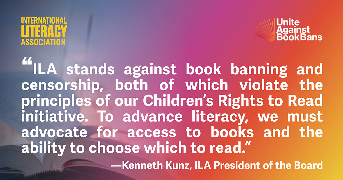 Not just today, the inaugural #RightToReadDay, but everyday, ILA stands with <a href="/UABookBans/">Unite Against Book Bans</a> against #bookbans and #censorship. Our students deserve better than limited book access and empty library shelves. #unitedagainstbookbans
bit.ly/ILA_CRTR