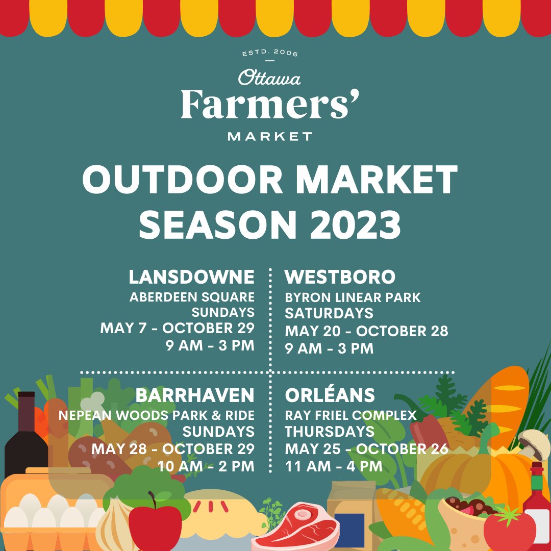 OttawaFarmMkt's tweet photo. ATTN #Ottawa! Can you believe that outdoor Markets are around the corner? On Sunday May 7th, the Lansdowne Market will move outdoors to the Aberdeen Square with more vendors. programming, and launch day surprises. Stay tuned for details!

#MyOttawa https://t.co/yn6LZ2BWBr