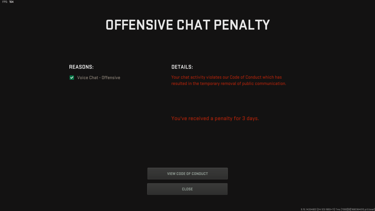 theUNCAVE's tweet photo. I don't even talk in game chat... and if I was banned for 3 days how would I be able to talk again to get banned again for 14 days. Please fix your report system because now I lose out on death comms for reactions. @ATVIAssist @Activision @CallofDuty https://t.co/6Cka9QXkxI