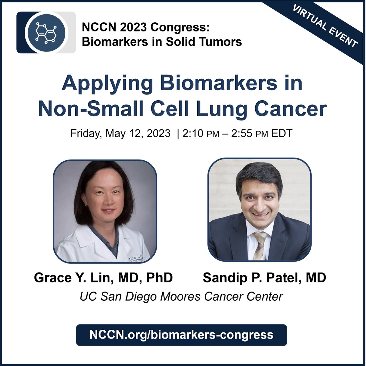 PatelOncology's tweet photo. Look forward to discussing biomarkers in NSCLC with @UCSDHealth pathologist #GraceLin for @NCCN 2023 Congress https://t.co/2QjCXSkP7z