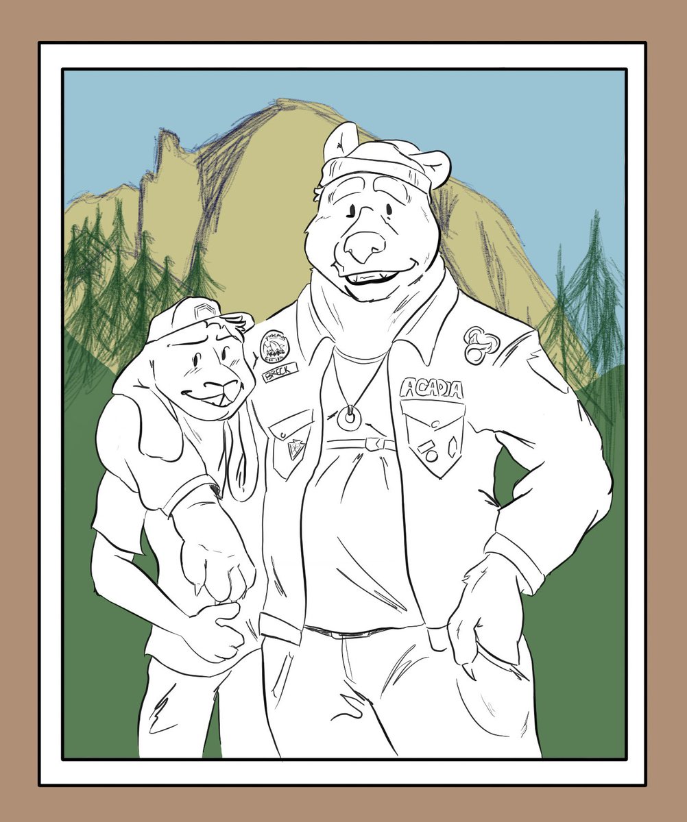 115_clockwork's tweet photo. New OCs alert, they’re two hiker boyfriends. Jasper (bear) is a soft spoken, polite, gentle giant with a special interest for nature, geology, and paleontology. 

Bradley (rabbit), is a neurotic over achiever with a thing for seeing numbers go up. https://t.co/eFkkQMklab