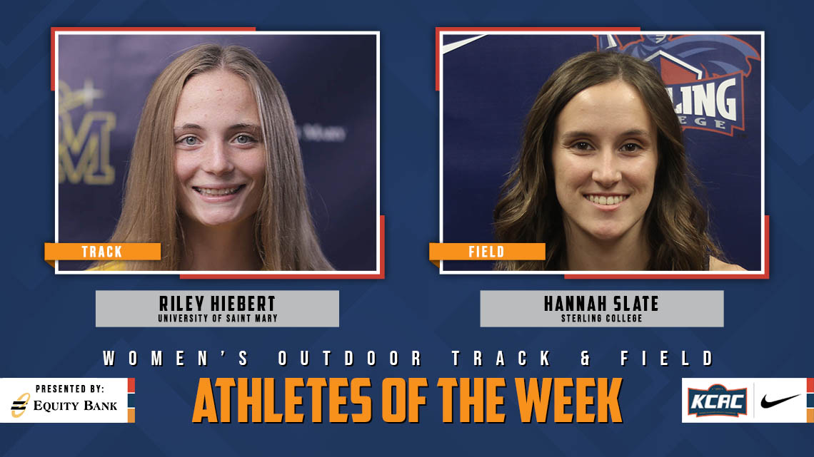 Riley Hiebert of <a href="/USM_Athletics/">USM Athletics</a> and Hannah Slate of <a href="/SterlingCSports/">Sterling Warriors</a> Earn KCAC Women's Outdoor Track &amp; Field Weekly Honors, presented by <a href="/EQUITYBANK/">Equity Bank</a>! bit.ly/3oE6ZDT #KCACotf #LetsBuildEquity #LetsBuildLeaders

<a href="/NAIA/">NAIA</a>