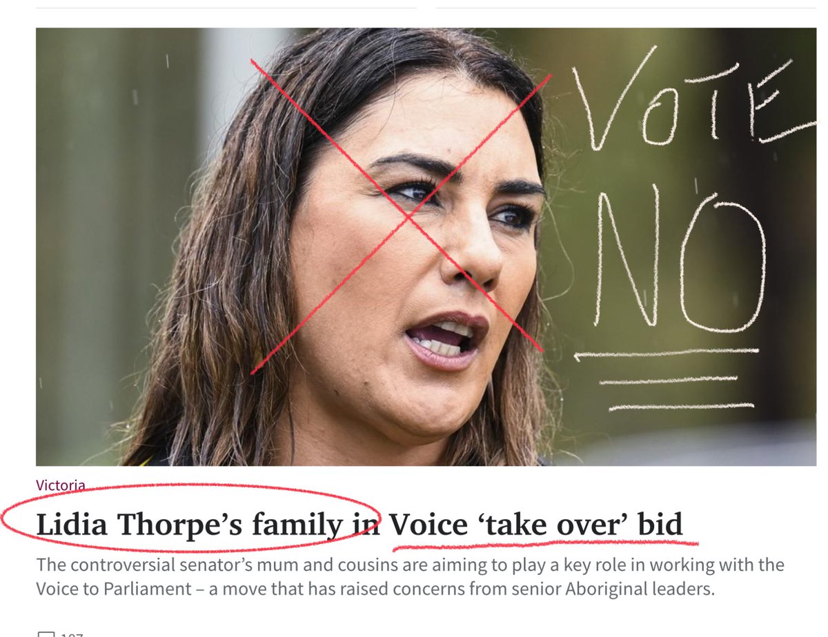 Piazza_VIC's tweet photo. If you need only ONE reason to #VOTENO ….
#LidiaThorpe #V2P #VoiceToParliament https://t.co/bhAA6oobfi
