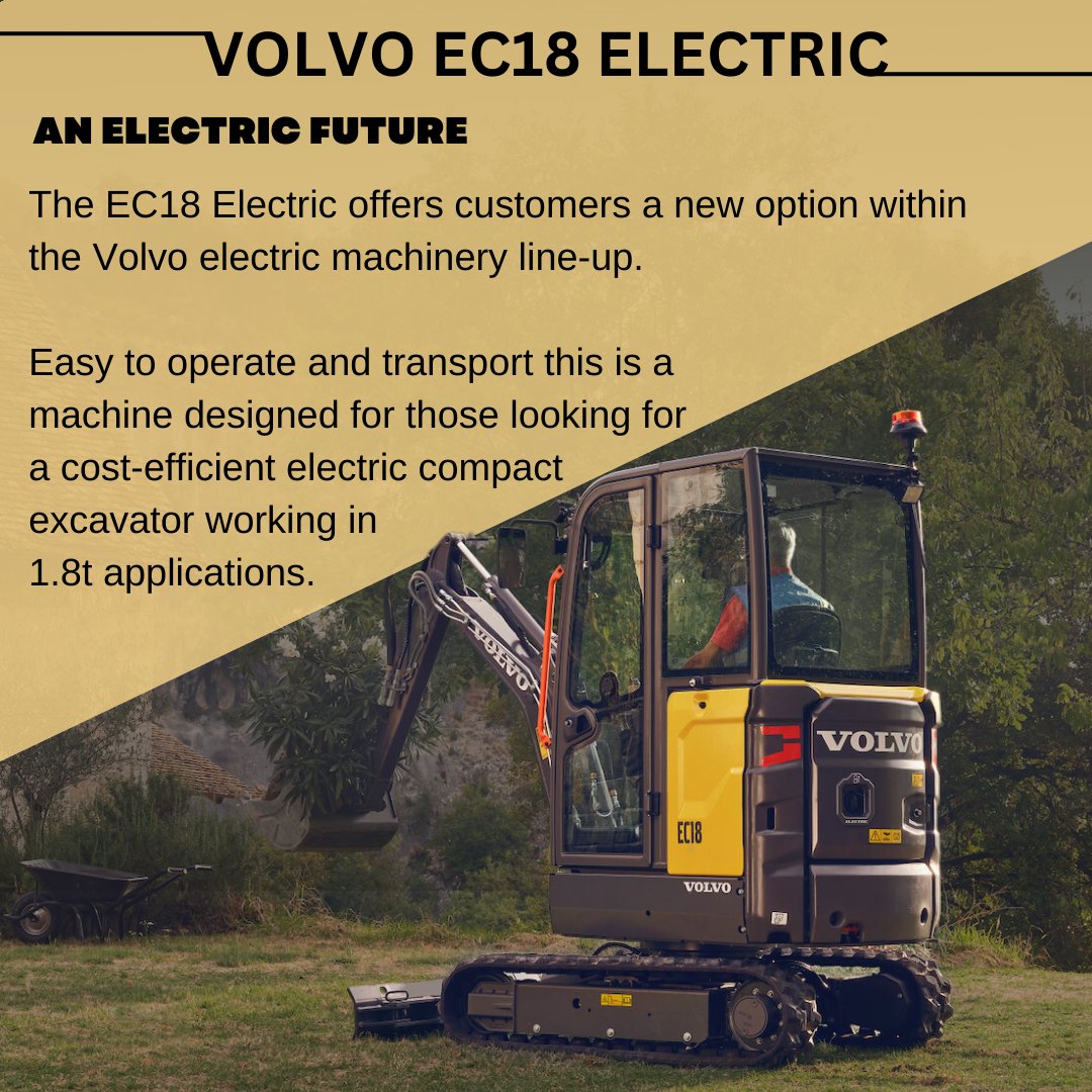 PODMachines's tweet photo. It's Machine Monday!
Today's machine of the week is the Volvo EC18 Electric 💪
Small machines, big results!
Pat O'Donnell & Co.
https://t.co/x7nXFLrtXG
#volvoloader #construction #machinery #heavymachinery https://t.co/78ZrQrBpDU