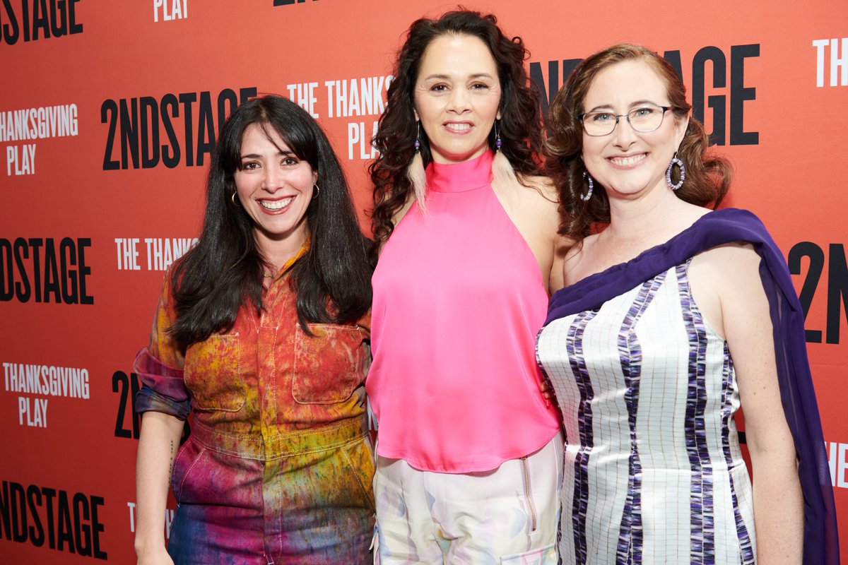 alter_Jeanette's tweet photo. From Opening Night of #TheThanksgivingPlayBwy @2STNYC! @rachelchavkin wearing @4Kinship, #LarissaFastHorse and me, wearing Mohawk designer #StaceyMitchellDesigns (follow her on insta!). Photo by Jenny Anderson. https://t.co/nmkDmK8GMF