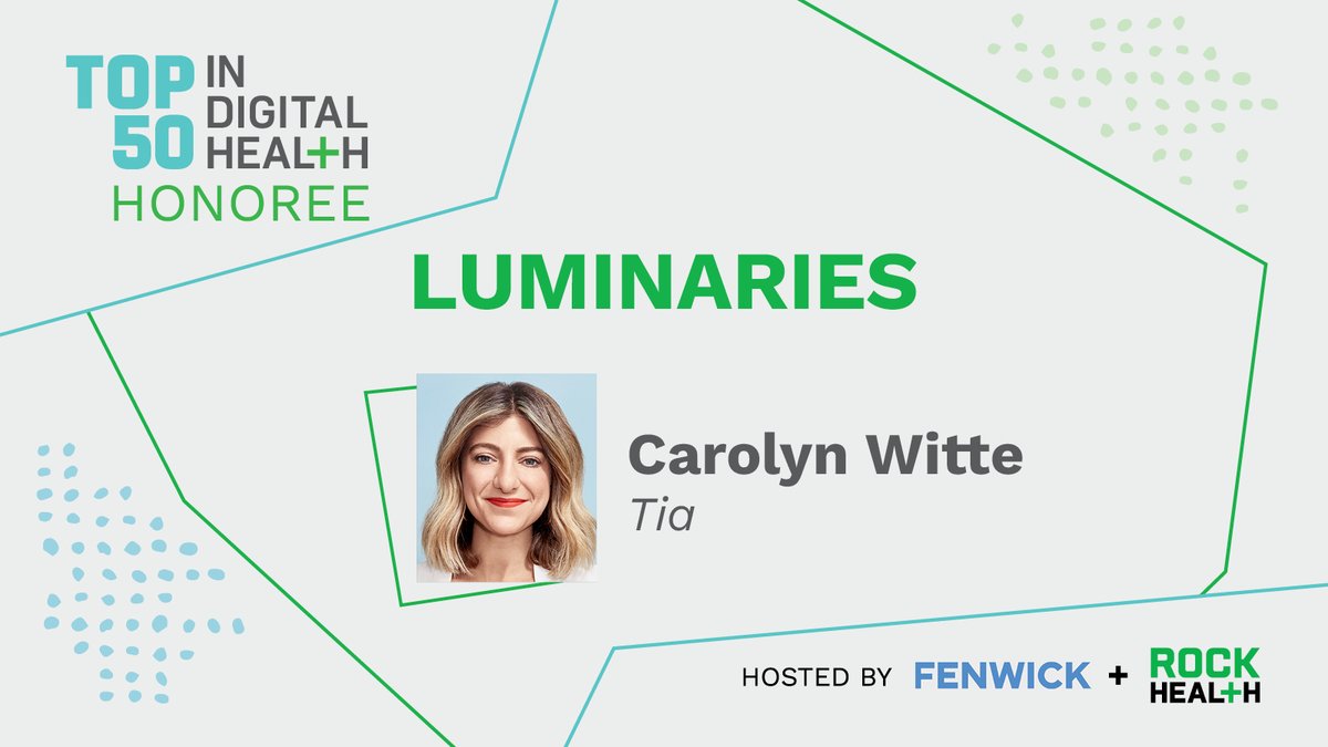 Honored to be on @Rock_Health’s #Top50InDigitalHealth alongside so many women’s health founders & funders I admire, including @definevc's Lynne Chou O’Keefe, @thresholdvc's @emelton, @joinmahmee's @MelissaCHanna, @OathCare's @CamillaFHermann & @wildflowerhlth's @leah_e_sparks.