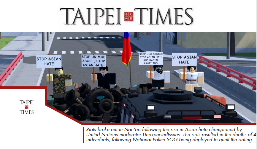 TaipeiTimesRBX's tweet photo. Following the upsurge in Asian hate, Republican Chinese citizens took to the streets of Nan'ao to protest the horrendous amounts of hatred. These quickly devolved into riots, which were then put down by National Police Special Operations Groups. https://t.co/vkbTfTJTd2