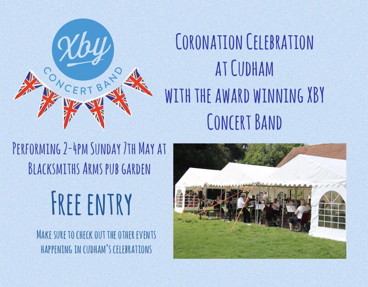 xbyconcertband's tweet photo. We can’t wait to play as part of Cudham’s Coronation Celebration weekend 👑

Come and see us play 2-4pm Sunday 7th May in the Blacksmiths Arms pub garden 🍻

#coronationconcert #xby #bymt #xbyconcertband #concertband #bymtalumni #coronation #cudham #concert https://t.co/xc37OiXa6I