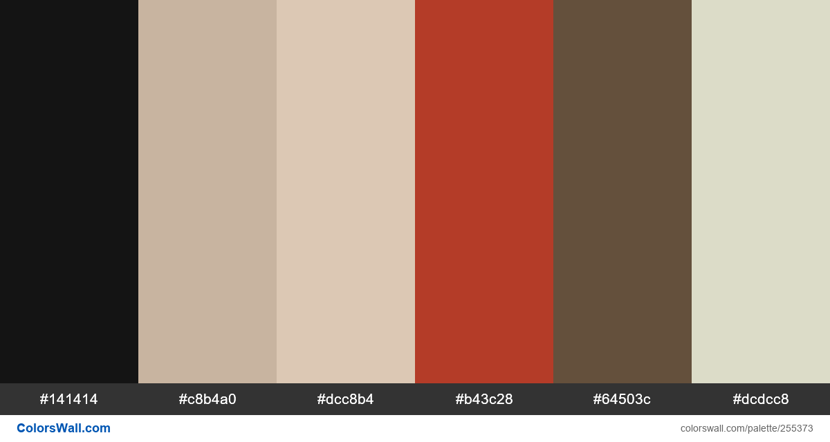 colorswall's tweet image. Dan kuhlken design geometric illustration palette #141414, #c8b4a0, #dcc8b4, #b43c28, #64503c, #dcdcc8 #colors #palette colorswall.com/palette/255373