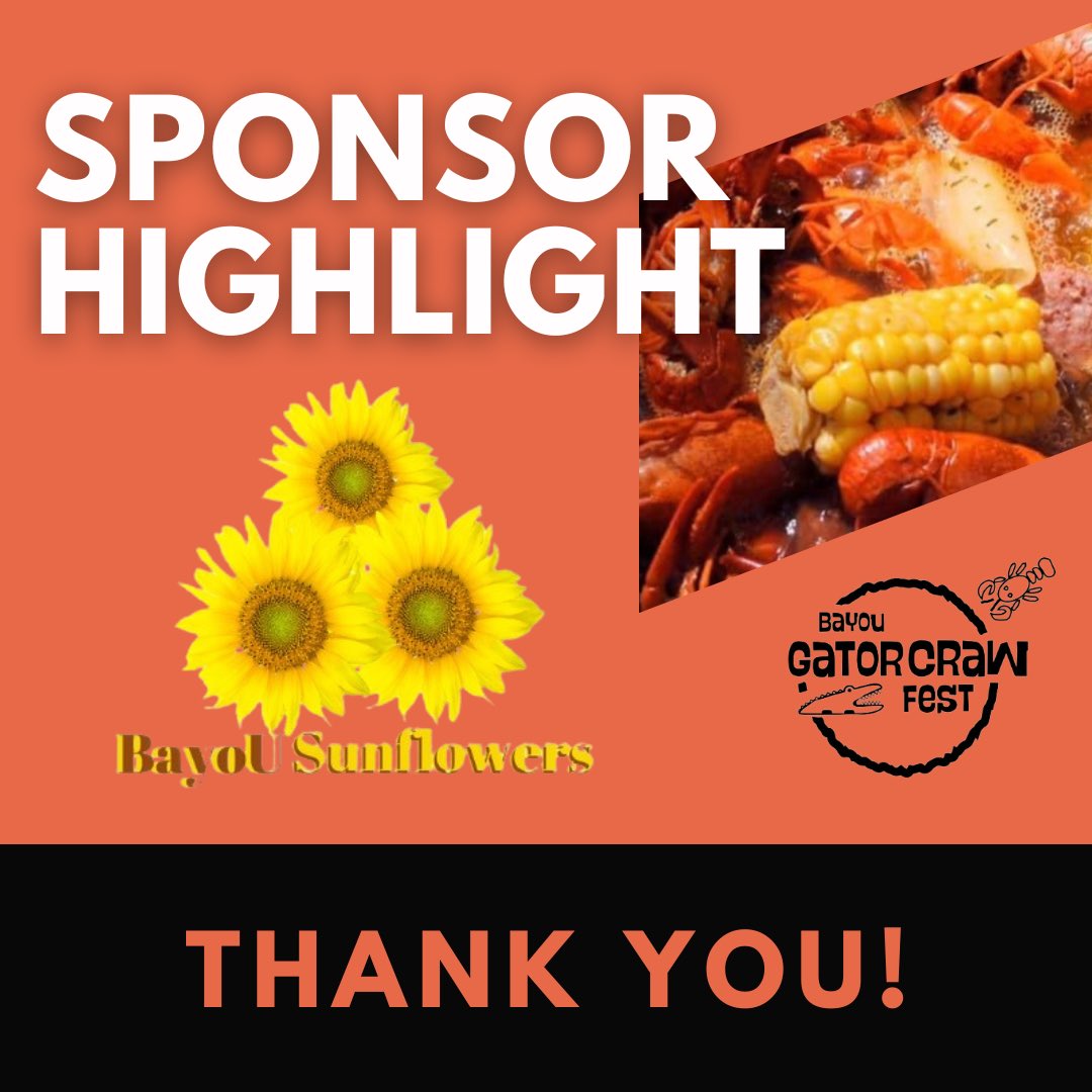 Let’s highlight our most adorable sponsors: 
The Bayou Sunflowers, led by Jr Chefs Zolana, Yazjarie’a, and Aniyah, is an adorable young group focused on family & food. 

Thank you, Bayou Sunflowers, for your commitment to the 2023 BayoU GatorCraw Fest! #bayougatorcrawfest