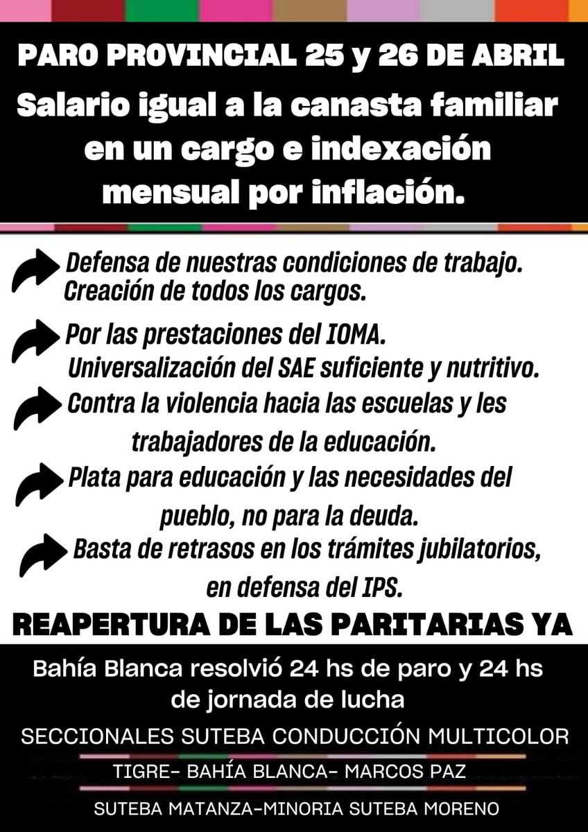 FacuPilarche's tweet photo. #BuenLunes. Mientras el gobierno de @Kicillofok no sabe que mentira más engendrar, lxs trabajadores de la educacion se alistan para hacer un parazo. La Multicolor y @MarronSuteba será parte de la movilización que los #SutebaMulticolor y @AdemysPrensa preparan. #memes https://t.co/U2Zzyh2nqt