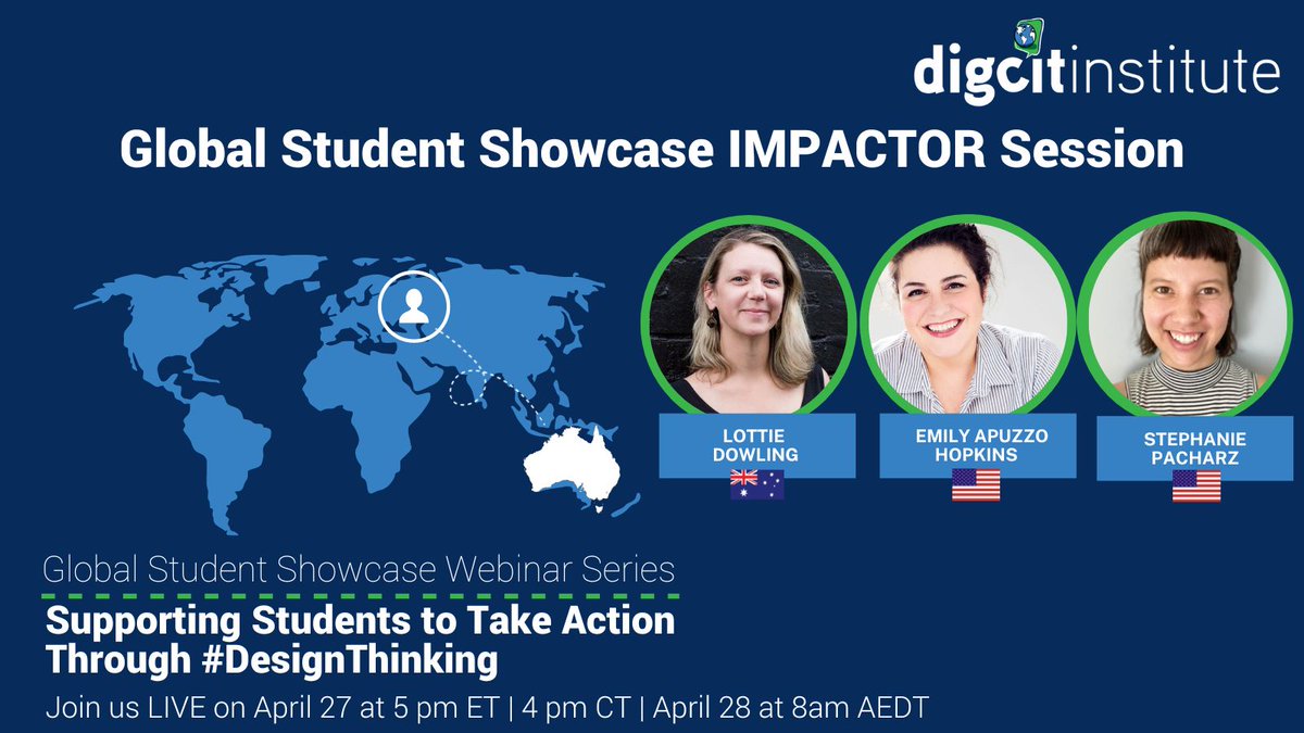 🌍 @LottieDowlingNZ, Emily & Stephanie’s presentation at the #GlobalStudentShowcase is just around the corner! Don’t miss it, there's still time to register for the LIVE session! Sign up here: bit.ly/3MWqu4O

#DigCitIMPACT #UseTech4Good
