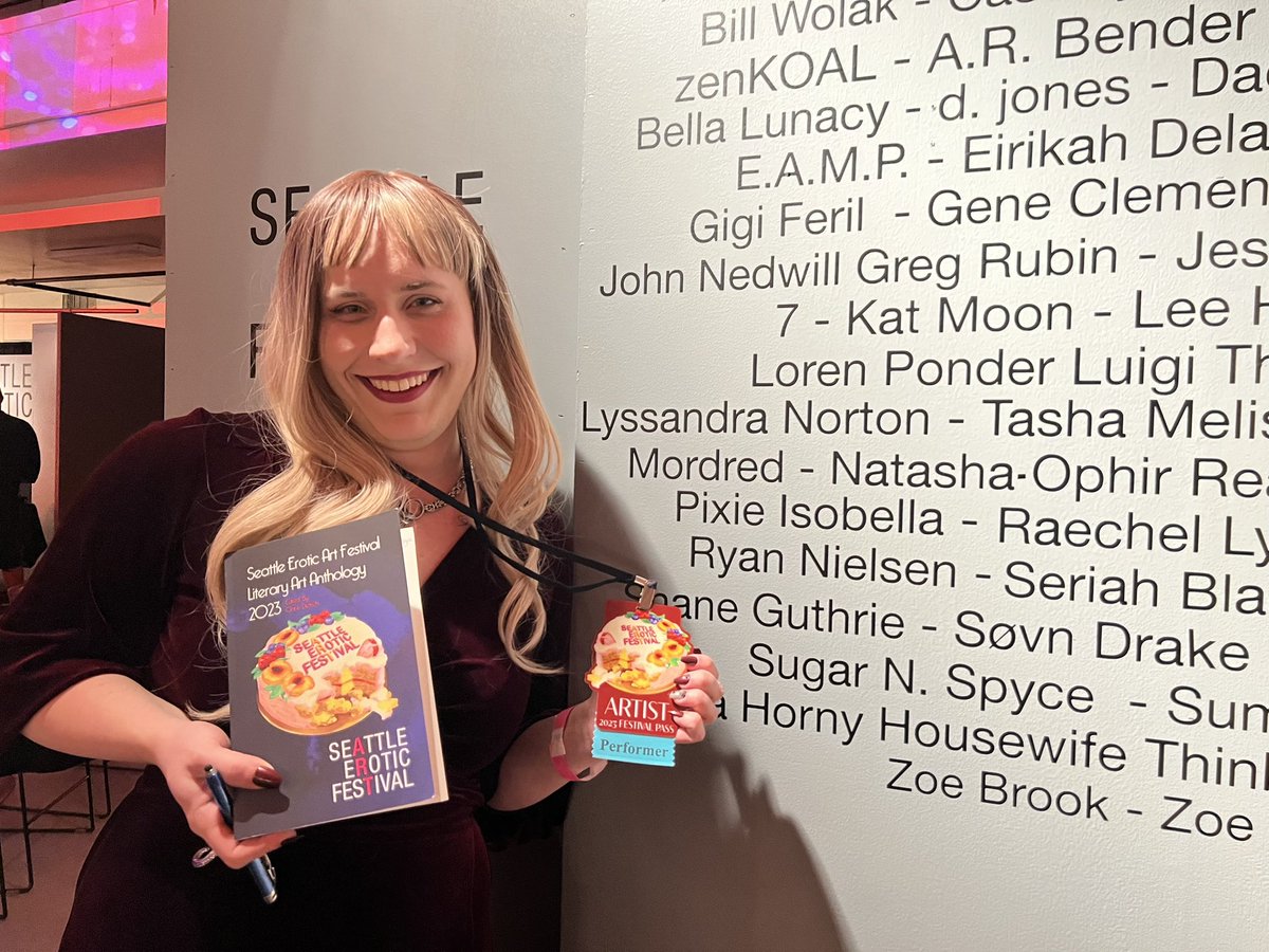 SugarSoapStudio's tweet photo. I am so excited to share that I was selected as a contributor to the Seattle Erotic Arts Festival literary anthology this year! This was my first SEAF ever, & it was a blast! I feel honored to be recognized among so many other talented writers & artists 💖 #SEAF2023 #SEAFArtist https://t.co/OapVlIJAKy