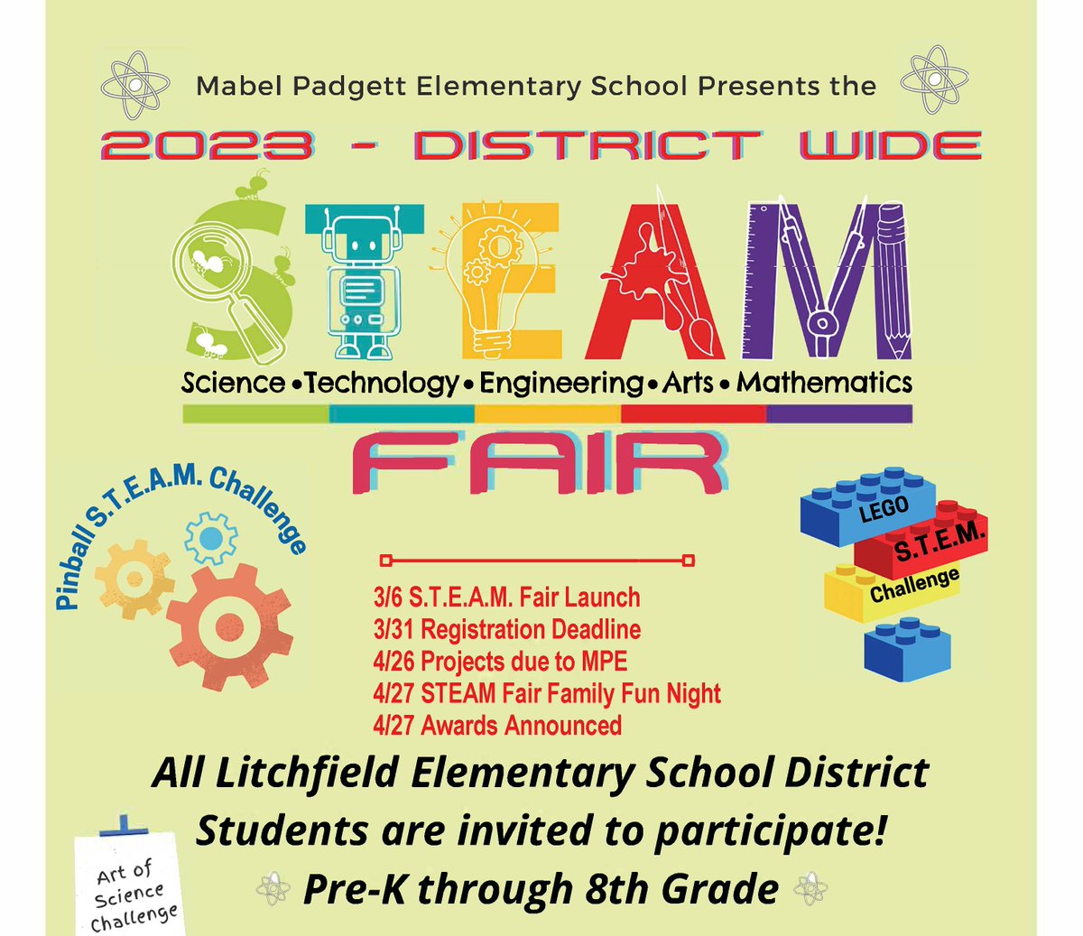 We are gearing up for the STEAM Fair! Join us on Thursday for STEAM Fair Family Fun Night!