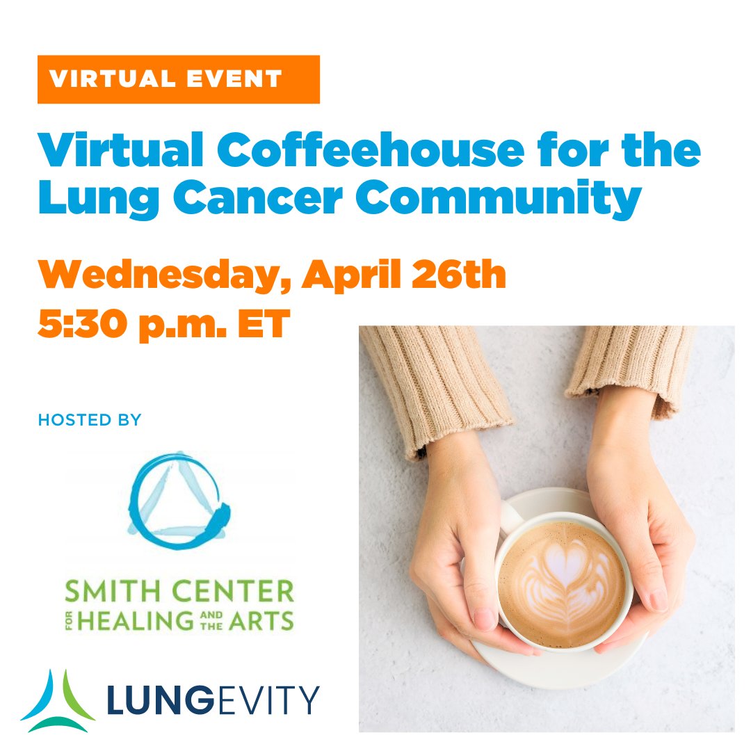 Join LUNGevity Foundation and @SmithCenterDC for a relaxing evening of stretching the mind and body at a Virtual Coffeehouse event on Wednesday, April 26 from 5:30-6:30 PM ET. Advance registration is required. lungevity.org/events #lcsm #livingwithlungcancer #lungcancer