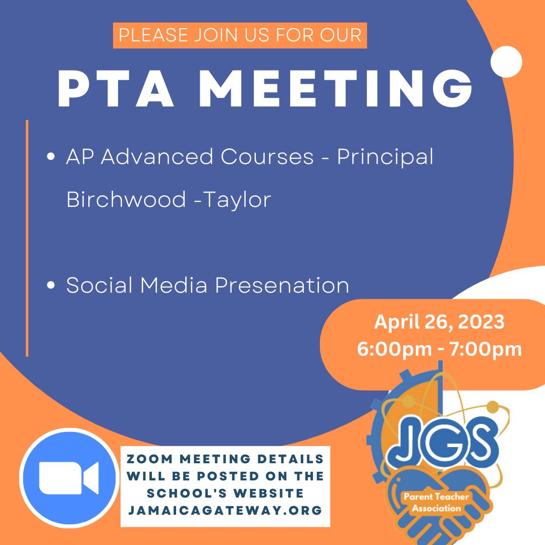 PTA Meeting this Wednesday. We can’t wait to see you there!