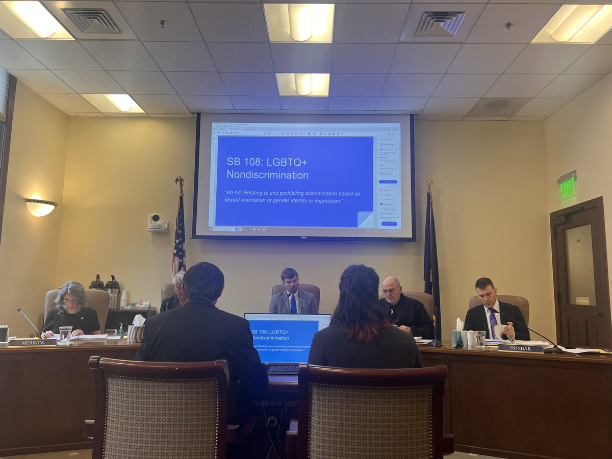 rep_jennie's tweet photo. Happening now in #akleg: @alaskascott is presenting on the Senate version (SB108) of HB99: LGBTQ+ Nondiscrimination in Senate Labor and Commerce! https://t.co/XmqHvQxZI1