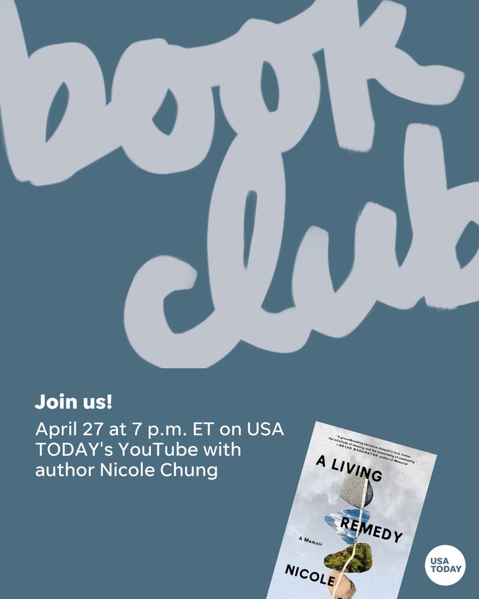 Nicole Chung | @nicolechung on Bluesky (@nicolesjchung) on Twitter photo A Living Remedy is @usatoday’s April Book Club pick! Looking forward to my chat with <a href="/BabsVan/">Barbara VanDenburgh</a> <a href="/usatodaylife/">USA TODAY Life</a> this Thursday, 4/27 at 7pm ET. You can watch live here: youtube.com/watch?v=yJc2el… A Living Remedy is @usatoday’s April Book Club pick! Looking forward to my chat with <a href="/BabsVan/">Barbara VanDenburgh</a> <a href="/usatodaylife/">USA TODAY Life</a> this Thursday, 4/27 at 7pm ET. You can watch live here: youtube.com/watch?v=yJc2el…