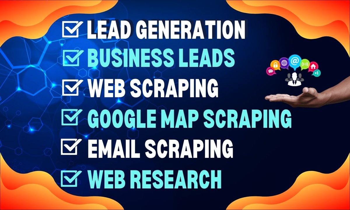 salmatania0's tweet image. Hire Me: lnkd.in/gu5Ucfmr
I will do b2b lead generation, web scrape, and google map scraping.
#webscrape #b2bleadgeneration #emailscraping #googlemapscraping #businessleads #scraping