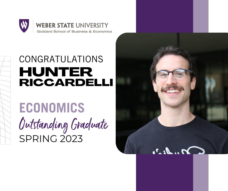 Congratulations Hunter- the 2023 Outstanding graduate for #Economics! 

Learn more about Hunter: loom.ly/hwJJ6eo

#WeberBiz #WeberWildcats #WeberStateGrad23
