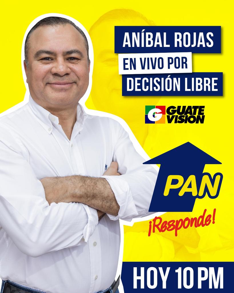 PANResponde's tweet photo. ¡Escuchemos a @anibalrojasgt! 🗣
Nuestro diputado estará ESTA NOCHE en @Guatevision_tv #DecisionLibre. 🚨 #GenteComoTu #ApuntateAlPAN
#Elecciones2023 #EleccionesGT https://t.co/42vban8w8l