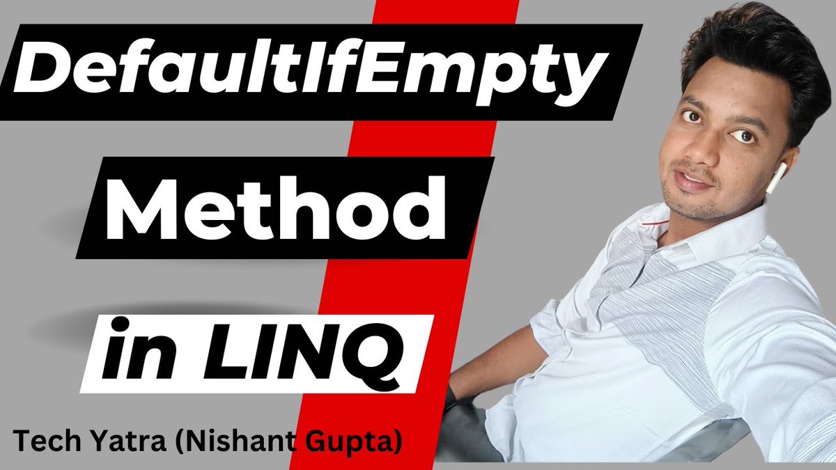 nishantmzn1996's tweet photo. New video uploaded
DefaultIfEmpty Method in C# LinQ
Like share and subscribe
https://t.co/ZwYUKybDW1
#csharp #linq #dotnet #techyatra #nishantgupta #programming #programminghelp #coding #codinglife #learnprogramming https://t.co/UILMnx8P7k