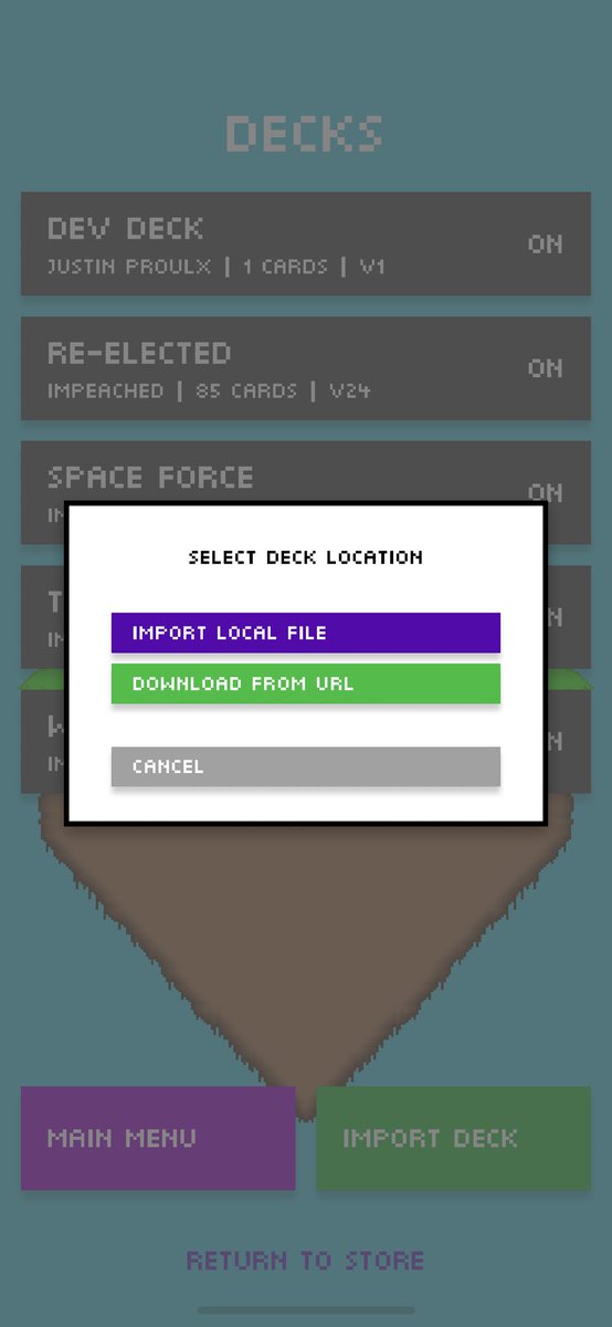 JustinAlexP's tweet photo. #Impeached2 will support importing and exporting custom decks📲

Got a political topic I didn’t cover or a joke I didn’t make in the default decks? Make your own deck with the built-in Deck Editor and send it to your friends!

iOS Beta available now
https://t.co/6St6KXzqqL https://t.co/wtX2R0qNG5
