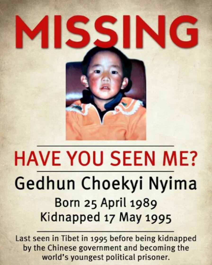 Gedhun Choekyi Nyima  who is the 11th Panchen Lama of Tibet remains forcibly detained by the Chinese government, along with his family, in an undisclosed location since 1995. #freetibet #freePanchenLama #SaveTibet #savetibetan
