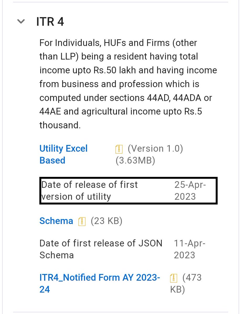 ITR Filing Started for AY 2023-24
For ITR 1 and ITR 4

Excel Based Utility Released for ITR 1 and ITR 4

@IncomeTaxIndia