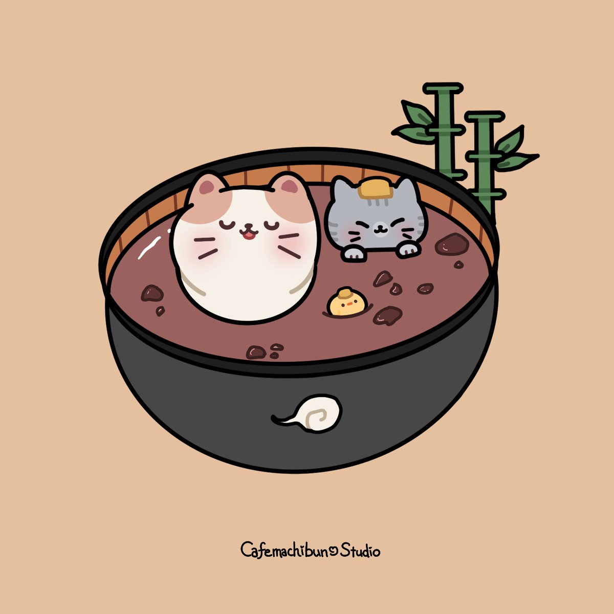 This is a DTIYS for # cheesmato1k! Looks like chickie and the cats are relaxing in red bean soup. What do you do to relax?
#ArtistOnTwitter #cuteart #procreateart #kawaiiart #artmoots #digitalart #foodart #catart #kitty