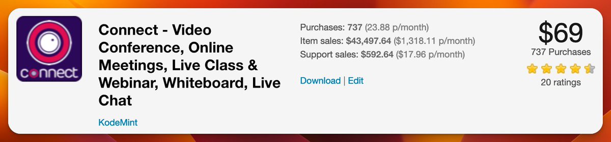 'Attention newbies! Don't wait for opportunities, create them! My colleague and I built a video conferencing project on @EnvatoMarket and earned $40k+ from 700+ customers, all without any marketing. Believe in yourself and take the leap! 💻💰 #entrepreneur #sidehustle'