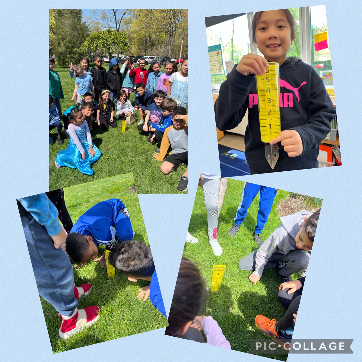PreissStacey's tweet photo. These 1st grade scientists in 1-P are studying air &amp; weather. We set up a rain gauge last Friday and checked it today. We were excited to see that it collected 2 inches of rain over the weekend! @ViolaAchieves https://t.co/nJ6JsmEhNU