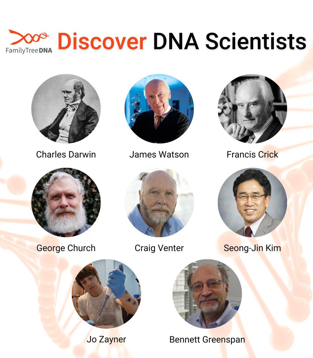 FamilyTreeDNA's tweet photo. While you get ready to celebrate DNA Day tomorrow, take a look at some of the folks who contributed to our understanding of DNA today. #DNADay #DNAScience #Genomics #Genetics https://t.co/Aze2vHrwVp