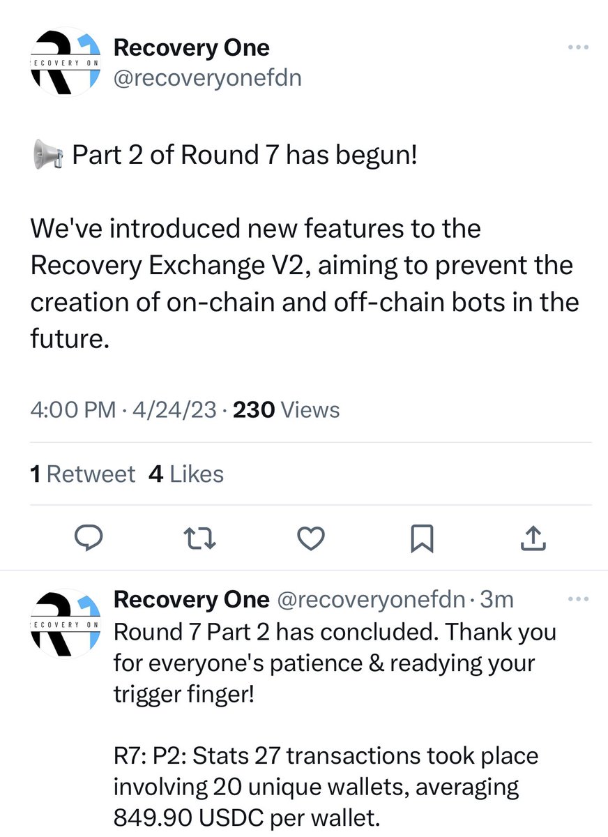 kratos_harmony's tweet photo. .@harmonyprotocol Recovery $ONE Part 2 of Round 7 has successfully completed 👏 

@recoveryonefdn has introduced new features to the Recovery Exchange V2, aiming to prevent the creation of on-chain and off-chain bots in the future. 

R7: P2: Stats 27 transactions took place involving 20 unique wallets, averaging 849.90 USDC per wallet.

Brilliant deliverables:

☑️ On-chain bots - contract checker
☑️ Off-chain bots - require a unique hash given by frontend via obfuscation,  bots cannot reproduce it
☑️ UI Automation - Captcha

Huge congratulations! @recoveryonefdn @cryptoQuoc