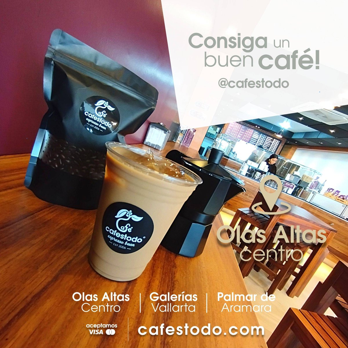 ¡Esperamos verte el día de Hoy!, ahora también en esta nueva ubicación:  Aquiles Serdán 194- L1 (Frente a Molino de Agua)
Lunes a Domingo de 7:00 AM a 9:00 PM
Consiga un buen café! | <a href="/cafestodo/">cafestodo</a>

Maps| goo.gl/maps/ra2cGF4rB…