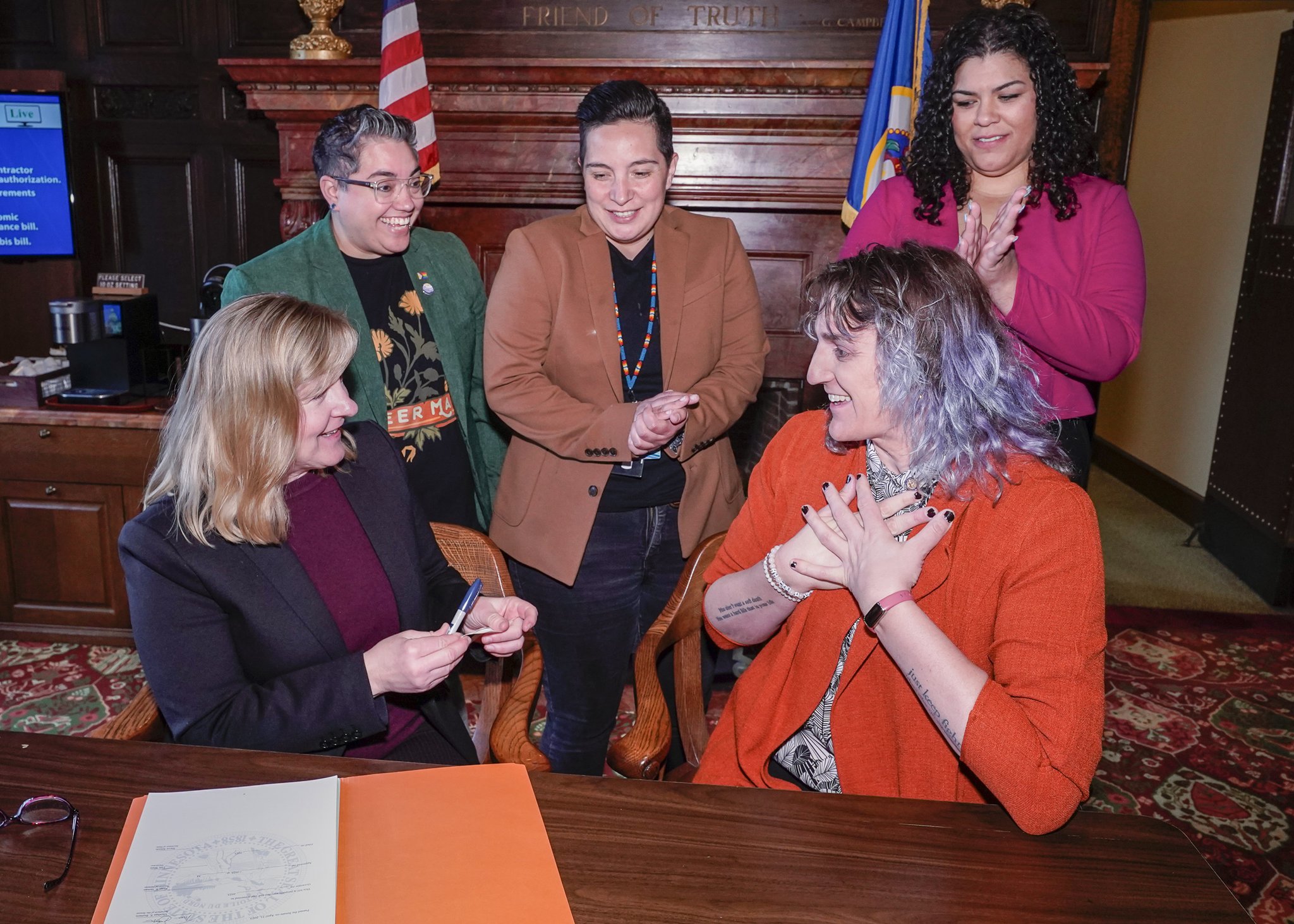 Melissa hortman on twitter honored to sign enrollments for hf 146