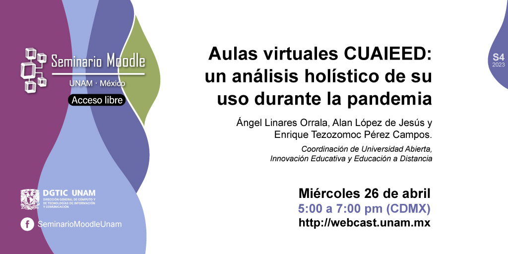 UNAMdigital's tweet photo. ¿Cómo se implementaron durante la pandemia, las aulas virtuales en la UNAM?
Conoce la respuesta en la siguiente sesión del #SeminarioMoodleUNAM
Transmisión en vivo a través de #WebcastUNAM
https://t.co/48E3c5nxkT https://t.co/A15s9wMaTq