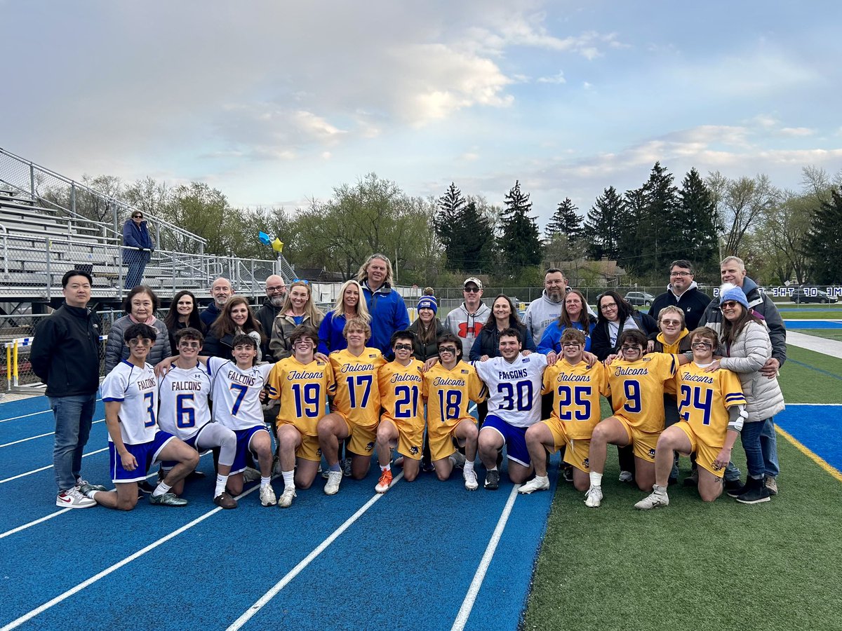 Happy Senior Night to our Boys Lacrosse team!! BIG CONGRATS to you and your families!! Thank you for all your hard work and dedication to our program!! Wishing all the best to you!! 💙💛 #Woohoo #GoGetEm #OnceAFalconAlwaysAFalcon
