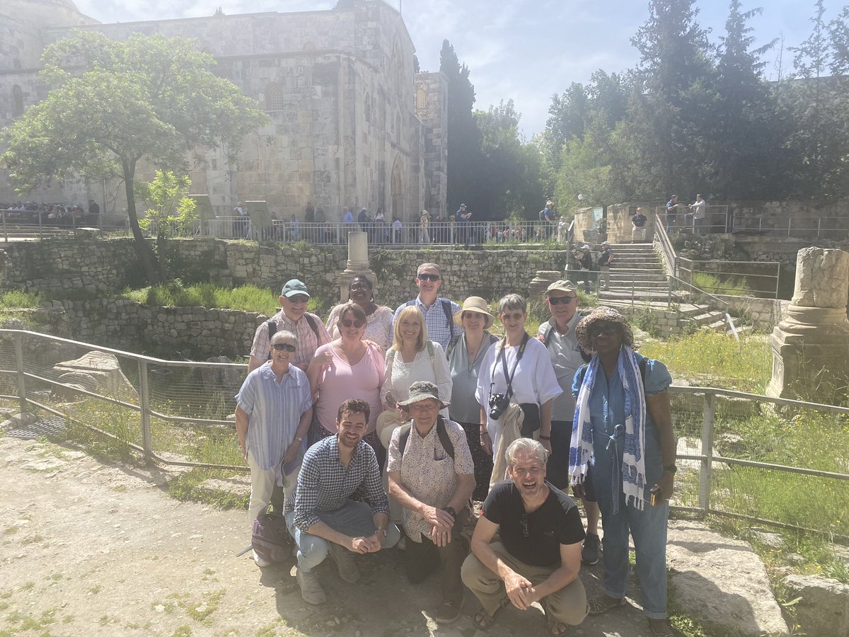 RogerNewberry's tweet photo. @bethesdachapel at The Pool of Bethesda with two honorary members! Israel IS19 2023 @OakHall https://t.co/sYqSozBJb8