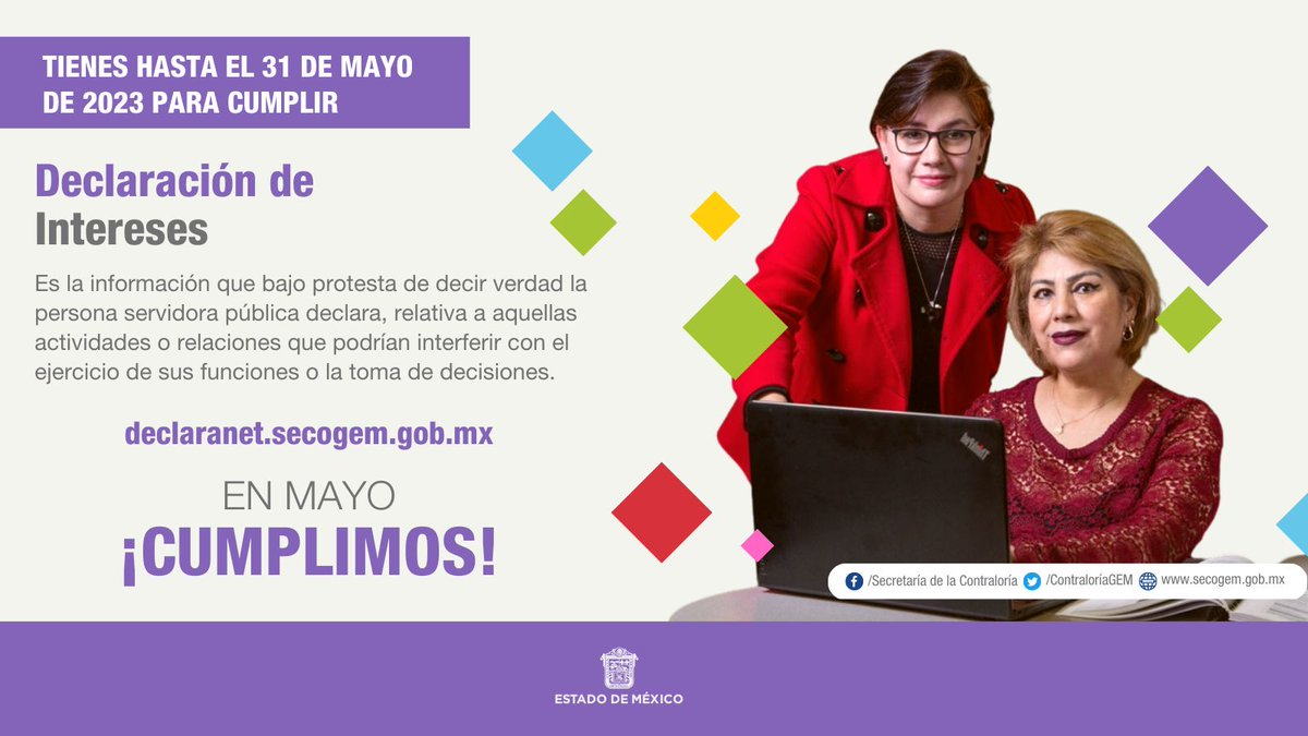 UMBoficial's tweet photo. Recuerda que todas las personas servidoras públicas del #Edoméx deben presentar la #DeclaraciónPatrimonial y la de #Intereses durante el mes de mayo.
#EnMayoCumplimos✅
@juanjmillanm https://t.co/qKRxgq51bd