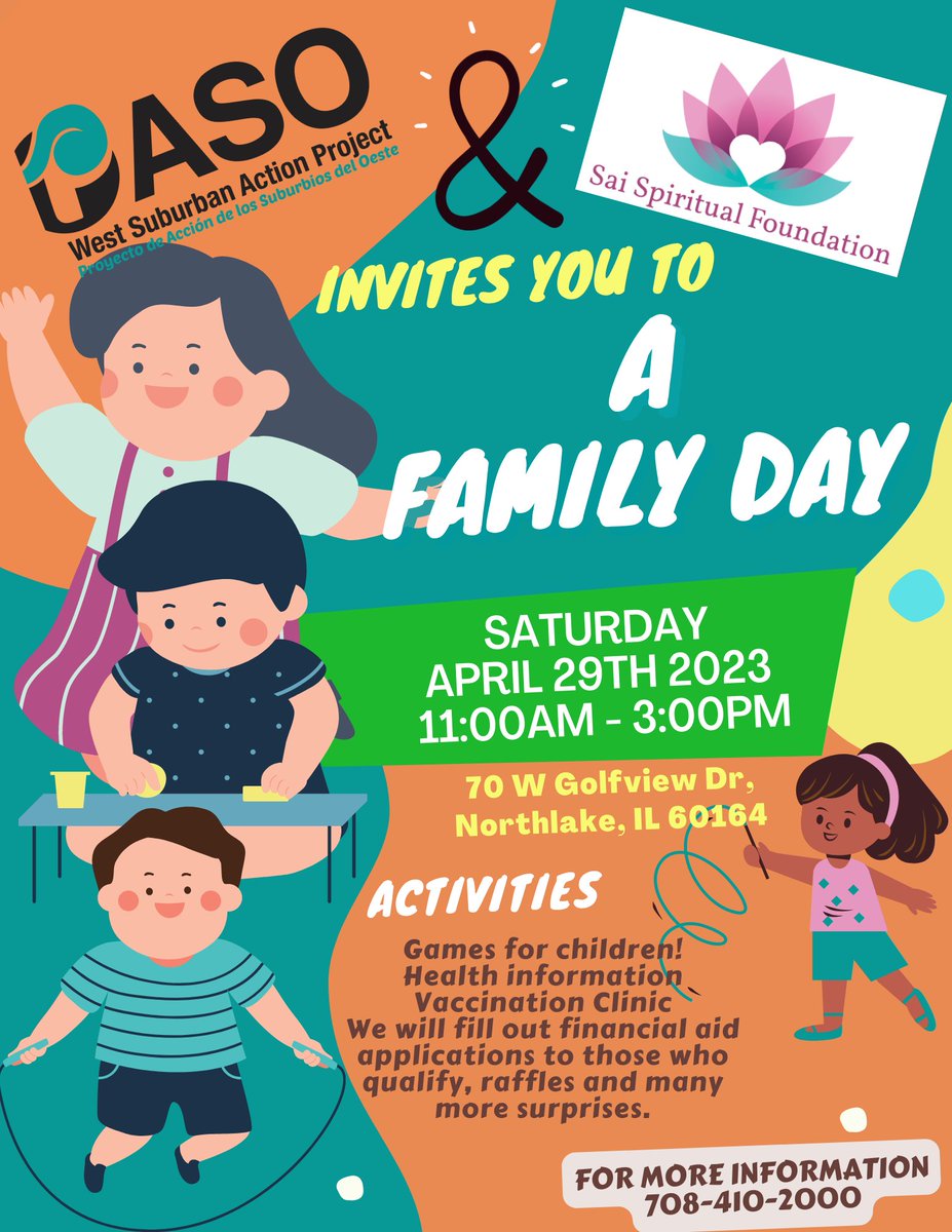 CookCoHealth's tweet photo. Saturday, April 29, PASO is hosting a family day at FFC Oak Park at 70 W. Golfview Drive, Northlake, IL, from 11 AM- 3 PM. 
The event will include:
-Healthcare Information 
-Vaccination Clinic
-Games for Kids
#ccdph #BoostUpCookCounty https://t.co/Nj55X4Pwvg