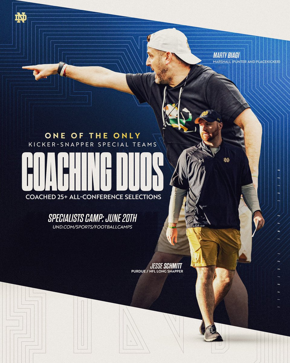 Coach Marty Biagi (@coachbiagi) on Twitter photo Let’s do this… June 20th Specialist Camp with the Dynamic Duo - Who’s In? <a href="/CoachBiagi/">Coach Marty Biagi</a> <a href="/CoachJS50ND/">Jesse Schmitt</a> <a href="/NDFootball/">Notre Dame Football</a> Go Irish!☘️☘️☘️☘️☘️ Let’s do this… June 20th Specialist Camp with the Dynamic Duo - Who’s In? <a href="/CoachBiagi/">Coach Marty Biagi</a> <a href="/CoachJS50ND/">Jesse Schmitt</a> <a href="/NDFootball/">Notre Dame Football</a> Go Irish!☘️☘️☘️☘️☘️
