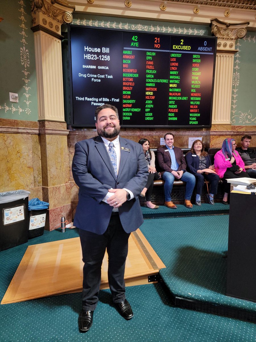 Today, HB23-1258 Drug Crime Cost Task Force passed through the House! I’m so proud to have brought this bill with <a href="/RepLorenaGarcia/">Lorena Garcia</a> , we are excited to learn what the full extent of the drug war costs our state. We look forward to the data and recommendations that will come from